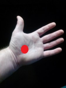 An approximate location of the entry wound of the nail.